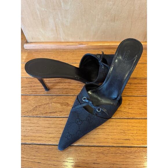 Gucci pointy monogram GG slide heel shoes 10b (600 - Picture 1 of 7